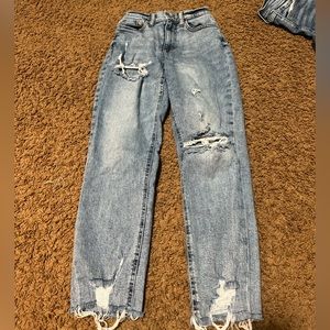 Dark wash, blue Aeropostale straight leg jeans.